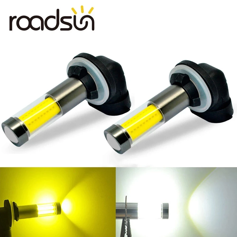 

roadsun 2Pcs H1 H3 Led 880 881 Fog Lights Bulbs COB Chips 1400LM 6000K 3000K Car Driving Running Lamp Auto Leds Light 12V 24V