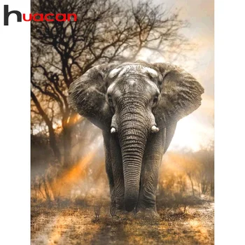 

Huacan 5D DIY Diamond Painting Elephant Full Square/Round Diamonds Embroidery Kits Animal Decorations Home