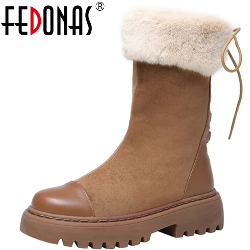 

FEDONAS Short Boots Women Winter Warm Slip On Ankle Boots Woman Basic Shoes Round Toe Short Boots Women Platform Flats Boots
