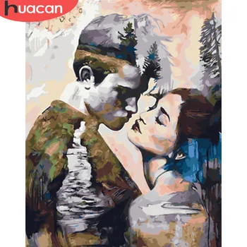 

HUACAN Painting By Numbers Lover HandPainted Kits Drawing Canvas DIY Oil Pictures By Numbers Girl Portrait Home Decor Gift