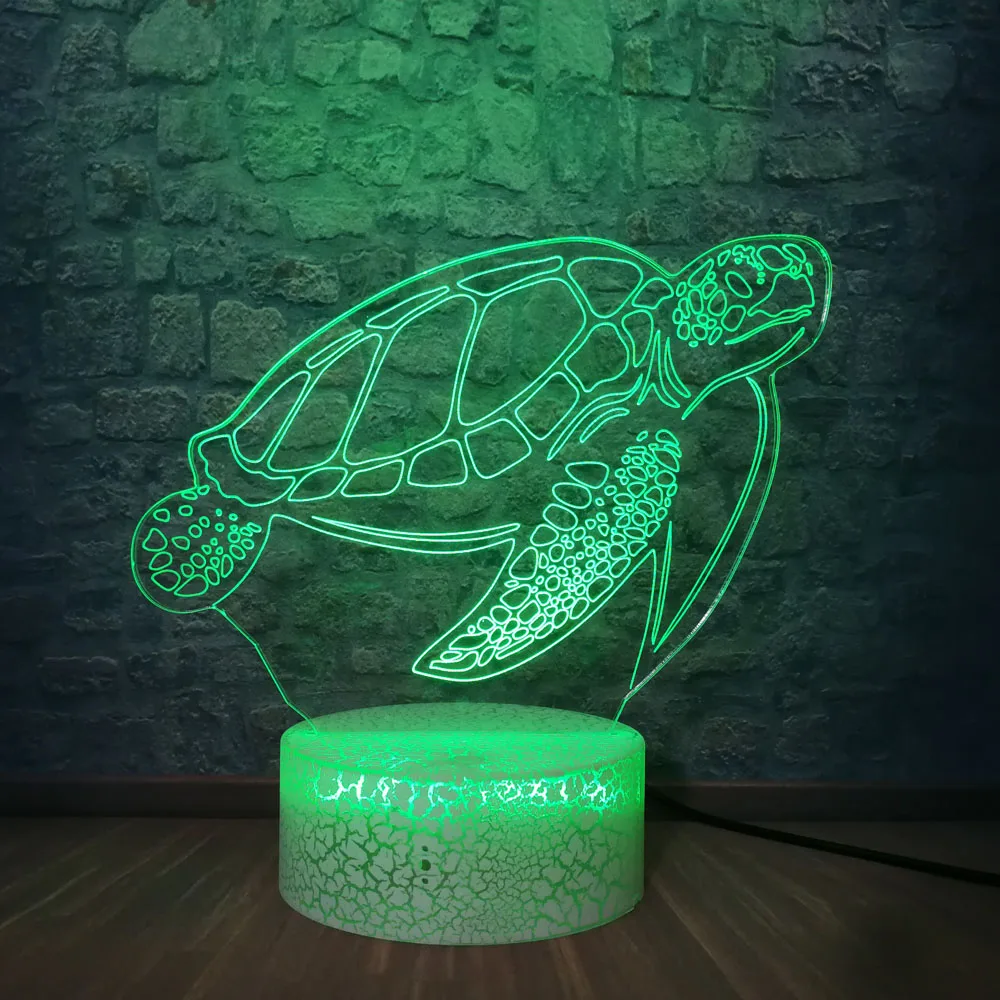 Прямая, животные, морские Черепашки, 3D, мигающий ночник, светодиодный, праздничный, декоративный свет, RGB, для сна, лампа для сна, для детей, подарок
