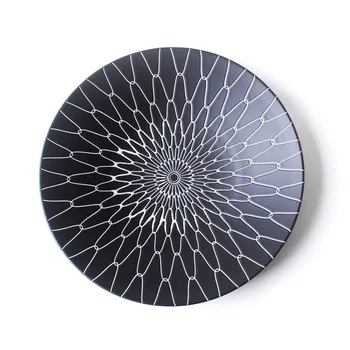 

Ceramic Steak Plate Matt Black Plate Dinnerware Pasta Plate Straw Hat Plate Geometric Netware Tableware japanese bowl