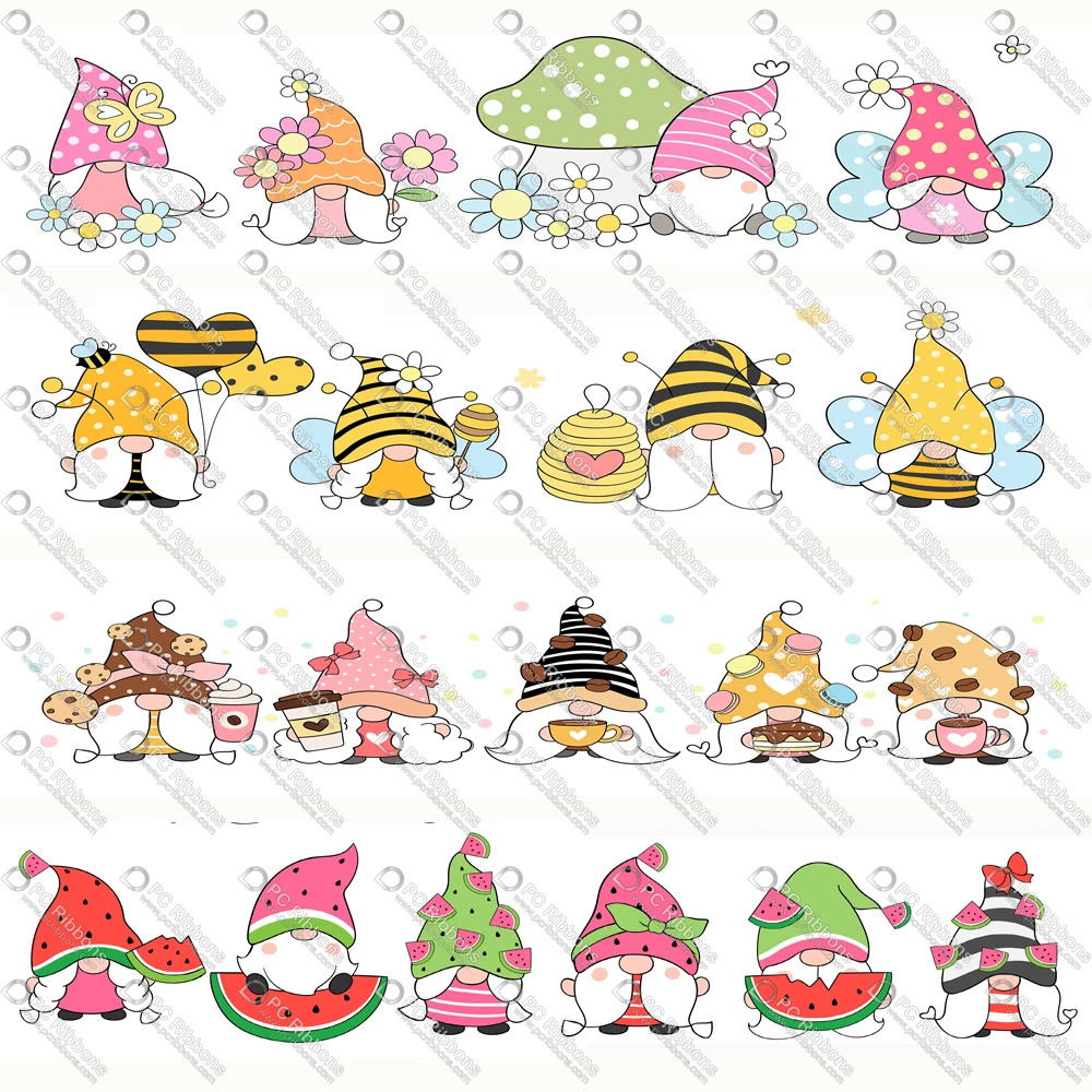 

1" Cute Cartoon Halloween/Christmas Gnomes Printed Custom Ribbons for DIY Crafts Hair Bow Lanyard/Satin /Grosgrain Ribbon CA280