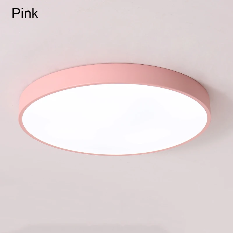 Pink Светодиодные потолочные светильники с регулируемой яркостью, современный потолочный светильник для спальни, гостиной, скандинавские светильники для детской комнаты, плафон, светодиодный плафон 5 см, тонкий - Цвет корпуса: Pink