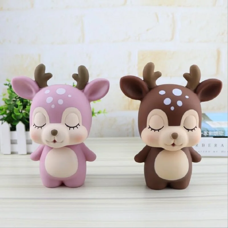 

Cartoon Christmas Deer Money Boxes Creative Resin Coin Piggy Bank Saving Box Bedroom Tabletop Decor Figurines Gift Accessories