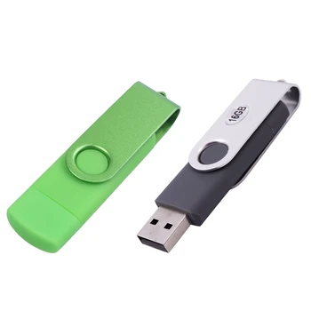 

2pcs USB Mini Memory Stick 16GB USB 2.0 Memory Flash Drive OTG for Handy PC - Gray & Green