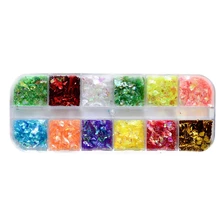 12 сеток/наборы смешанных узоров для ногтей с блестками многоцветное зеркало Русалка сахарный порошок для ногтей Diy маникюр хлопья дизайн ногтей Декор
