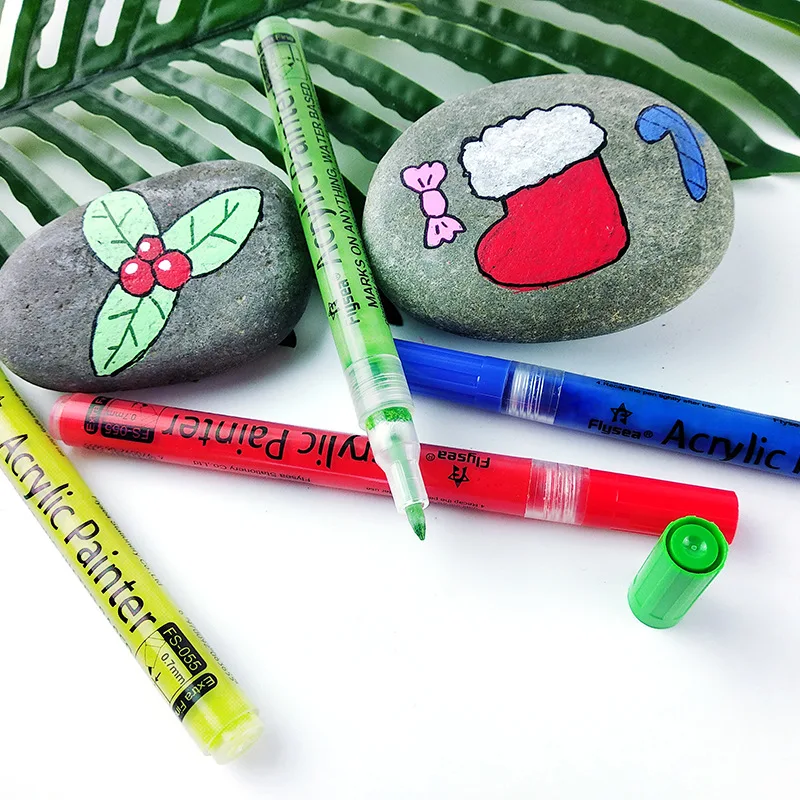 12/28/80Colors Set 0.7MM 2.0MM Acrylic Paint Marker Pen Art Markers Supplies On Rock Glass Canvas Metal Ceramic Mug Wood Plastic