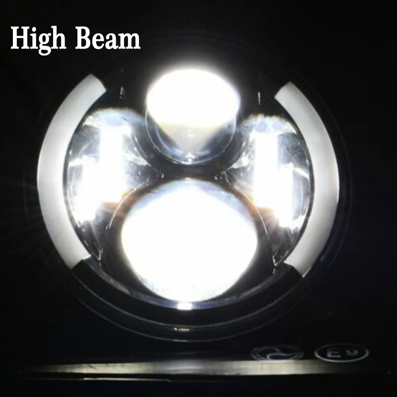 " светодиодный фары 60 Вт Hi/Lo луч H4 Halo Angel Eye DRL Янтарный сигнал поворота для Jeep Wrangler JK TJ Land Rover Lada 4x4 urban Niva