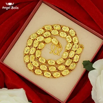 

Classical Yellow Gold Color Oman Necklace for Women Men 6mm Necklace Chain Wedding Engagement Muslim Jewelry Gifts