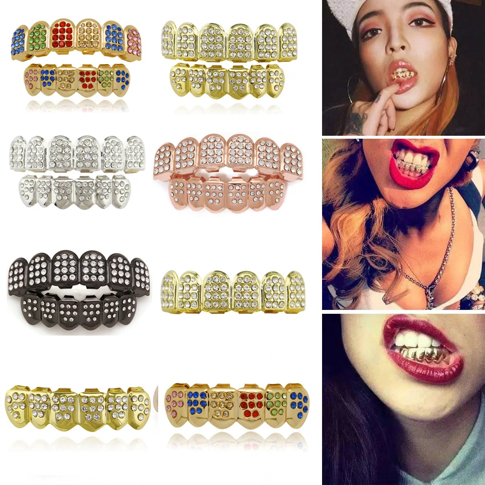 1PC Fashion Gold Plated Body Jewelry Mold Kit Hip Hop Tooth Cap Top & Bottom Grill Teeth Grillz Mouth Grills Cosplay Party