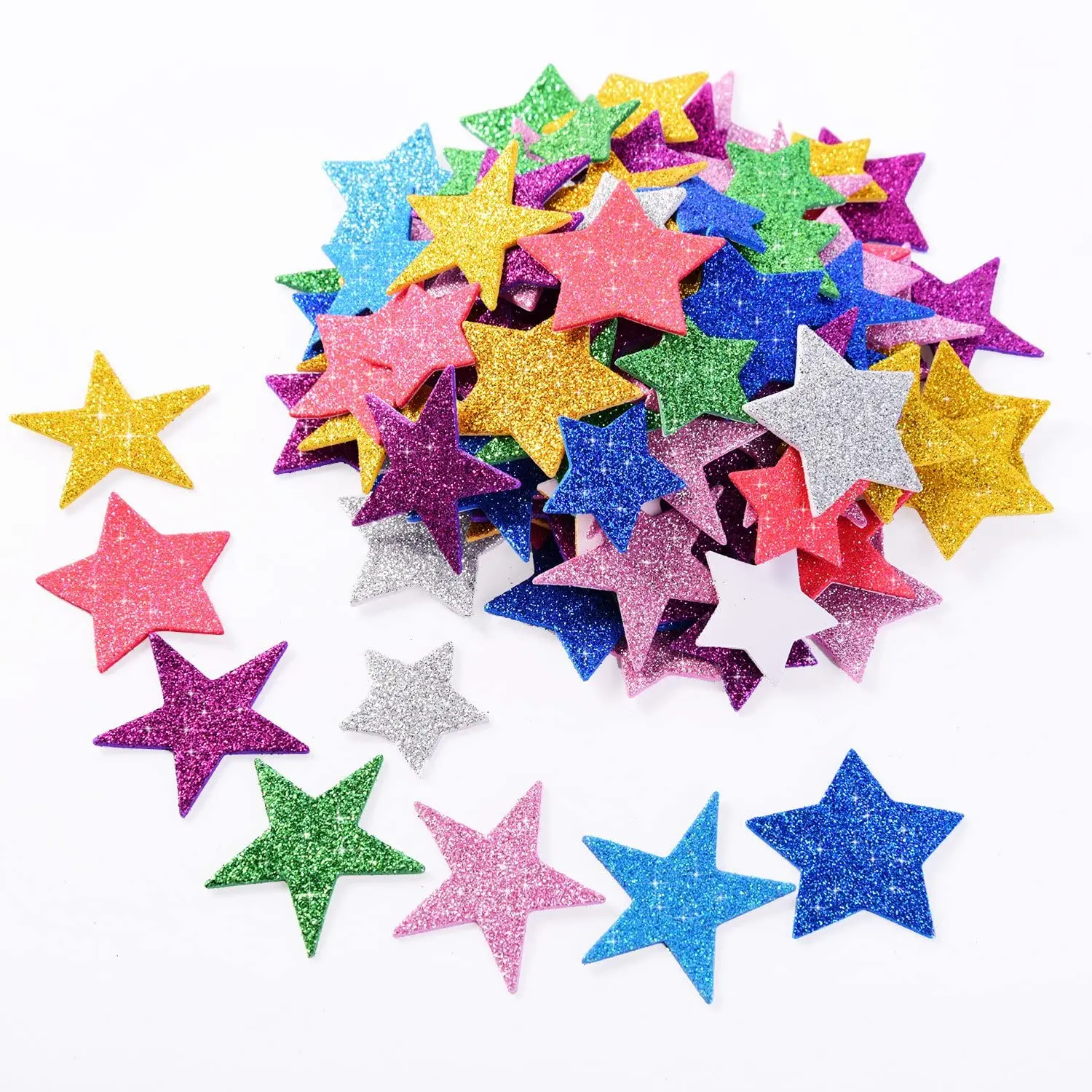 45pcs Glitter Foam Stickers Self-Adhesive Star EVA Stickers Children  Educational DIY Toys Birthday Graduation Party Decor