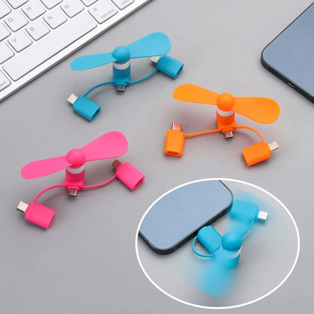 1Pc 3in1 Portable Mini Phone Fan Mobile Cooler Travel New Accessories For Android IPhone Samsung Huawei iPad Type-c | Мобильные