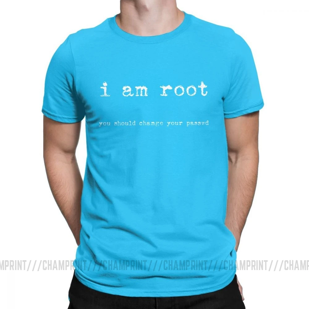 I Am Root T Shirts for Men Cotton Novelty T-Shirts Ubuntu Command Line Linux Unix Hacking Tees Short Sleeve Clothes Graphic - Цвет: Королевский синий