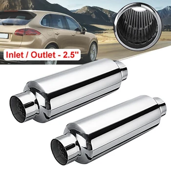 

2X 2.5Inch Exhaust Hotdog Resonator Muffler Silencer-Pipe 12Inch Long Stainless Steel