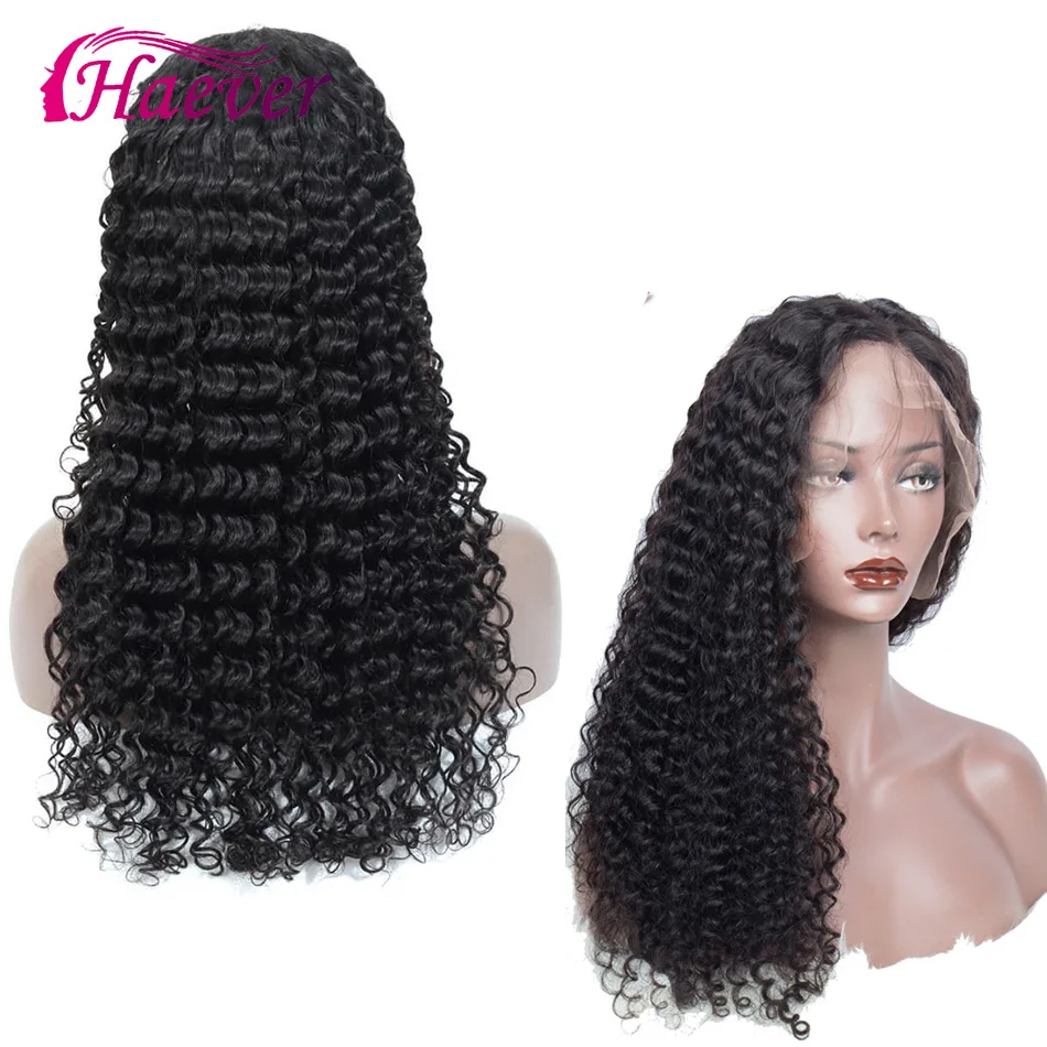 Haever prepucked 13x4 глубокая волна парик фронта шнурка человеческих волос парики Полный конец перуанские девственные волосы фронтальные парики для черных женщин