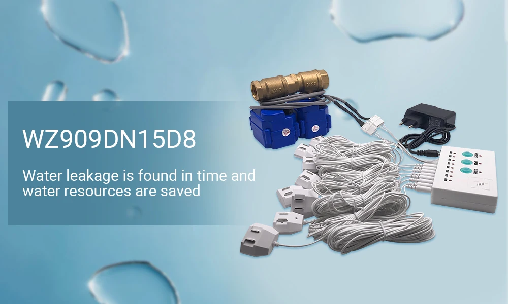 Защита от утечки воды от протечка воды сенсор детектор сигнализации системы для умного дома безопасности с 2 шт. DN15 клапан