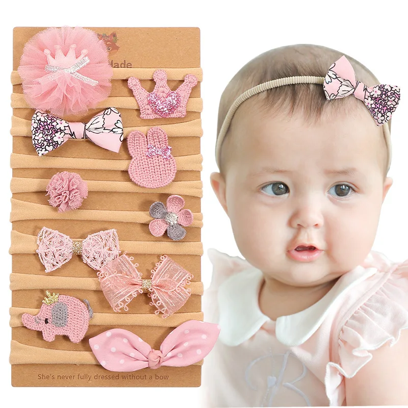 2/3/4pcs Good Quality Seamless Bows Headbands For Baby Infants Elastic Kids Girls Crown Bunny Hairbands Hair Hoop Headdress |