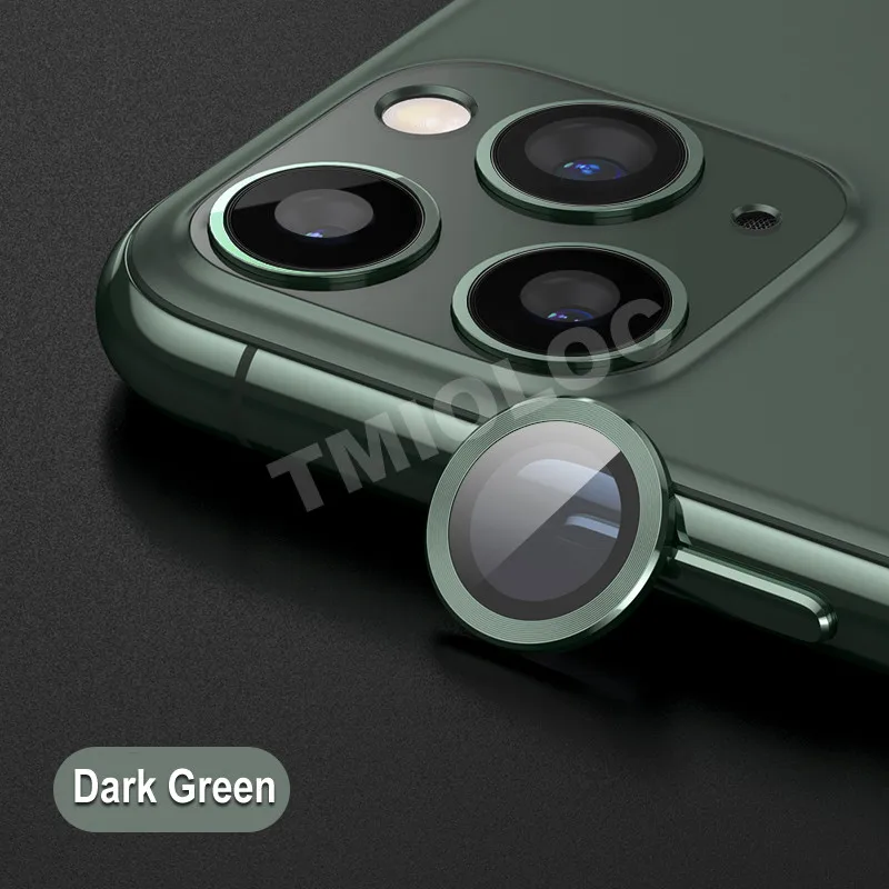DGreen and 6D Glass For iPhone 11 Pro Max Camera Screen Protector Glass+ Lens Protection Case for iPhone 11 Pro Metal Back Ring Cover 2 in 1 Bumper - Color: DGreen and 6D Glass