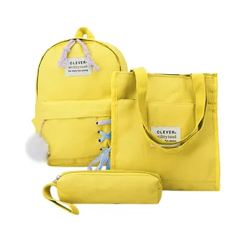 

4Pcs/set Children's Backpack Pupils School Bag Pencil Bag Tutorial Purse Backpack Girls Student Book Bag Boys Satchel Bolsas#R15