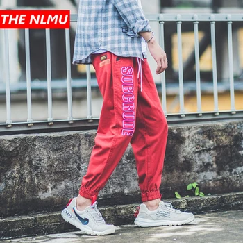 

Mens Embroidery Letter Cargo Pant Men Streetwear Joggers Harem Pant Hip Hop Casual Trousers Male Black Red Pant WG745