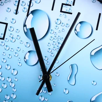 

New 12 Inches Home Decor Modern Digital Clock 3D Silent Water Drop Pattern Single Face Anti-fog glass metal pointer Wall Clock
