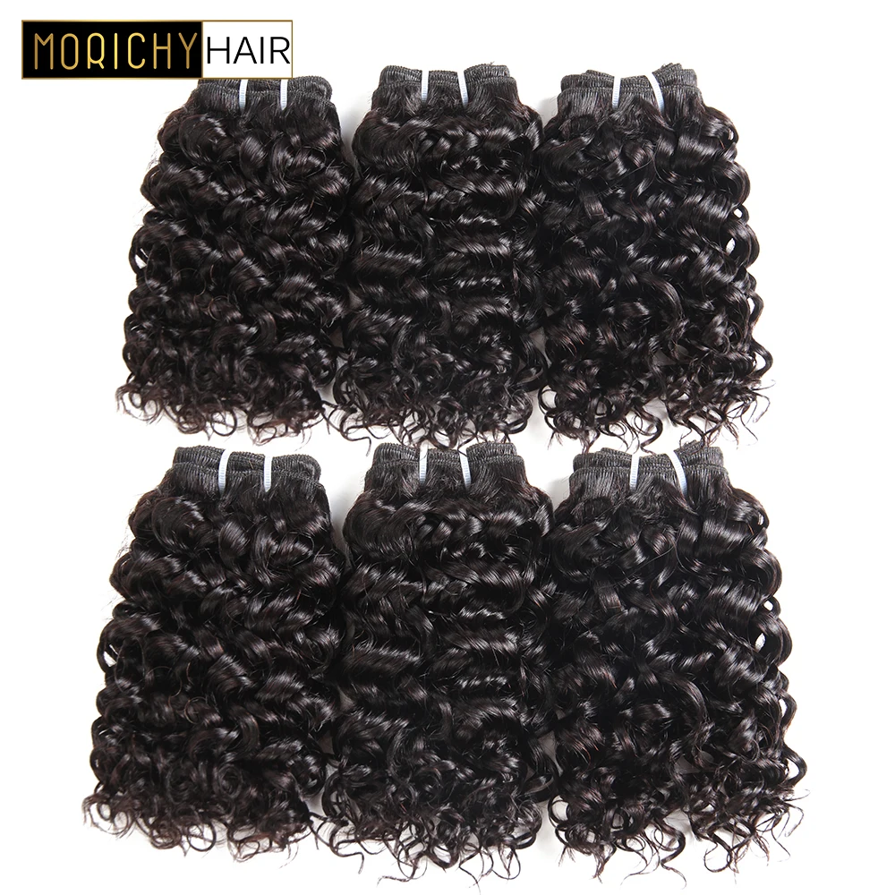 

MORICHY 50g/Pcs Kinky Curly Human Hair Bundles 8inch Double Drawn Human Hair Weave Non Remy Weft Indian Muti-Pack Hair Extension