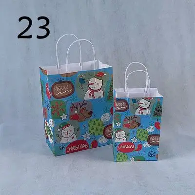 Рождественские бумажные пакеты, подарочные пакеты, пакеты для конфет, рождественские подарочные пакеты с ручками 10 шт./лот - Цвет: N23