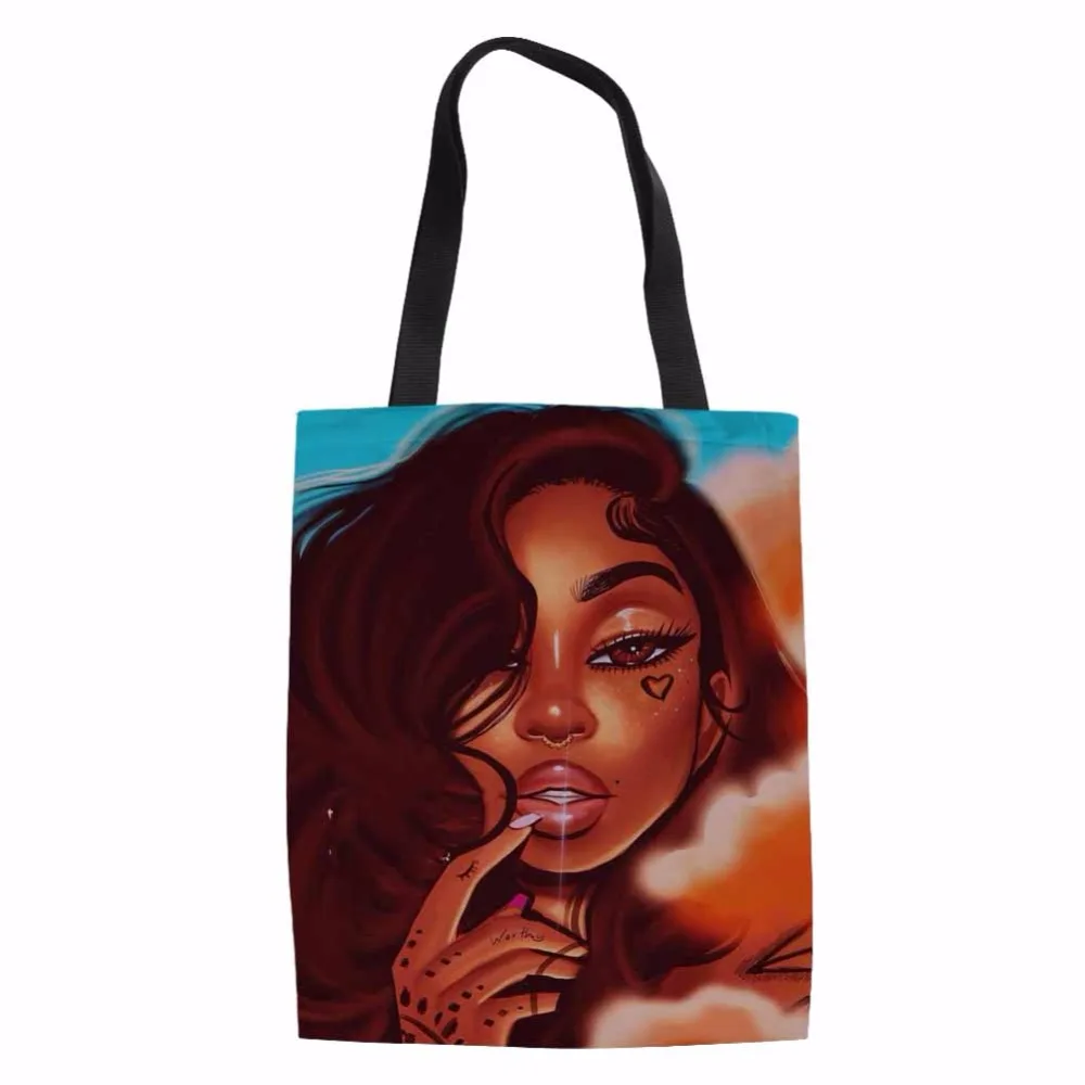 Design дизайн женская сумка для покупок черная художественная африканская Женская сверхмощная сумка для книг женская льняная пляжная сумка женский топ-ручка сумки