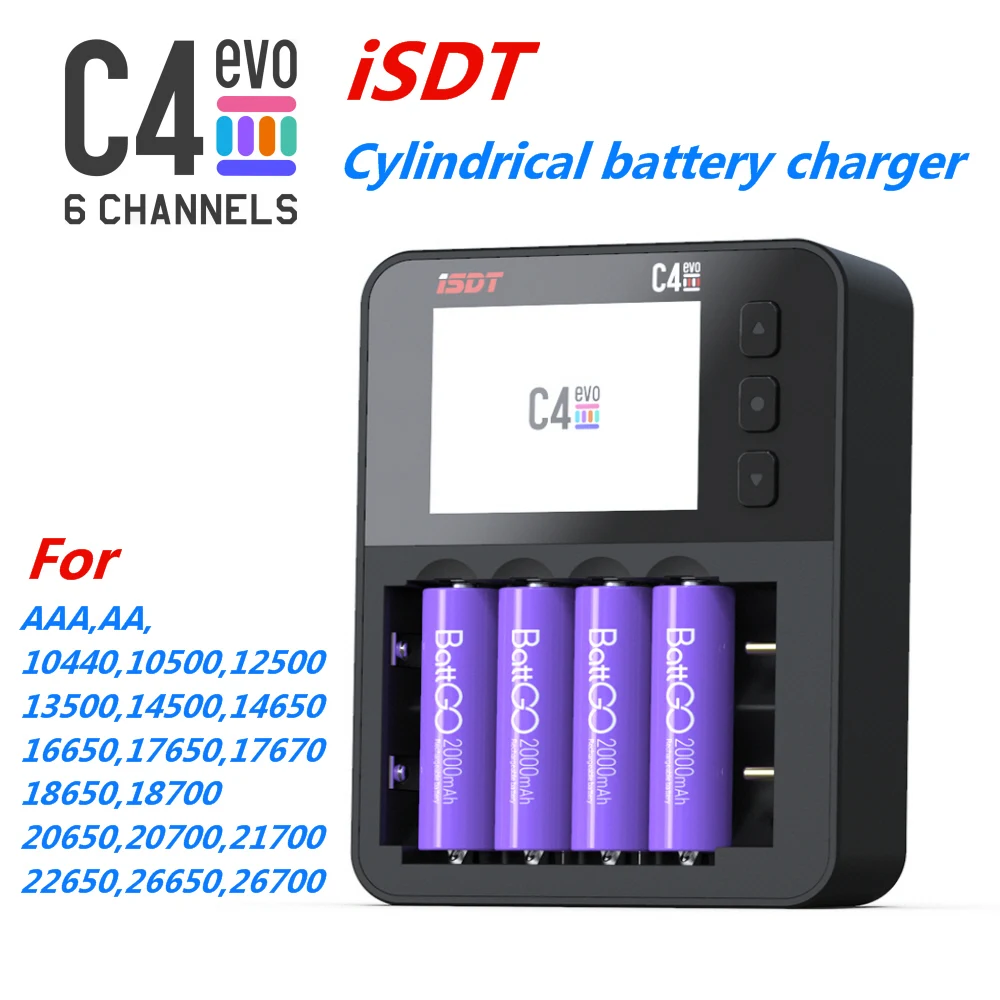 

Интеллектуальное зарядное устройство ISDT C4 EVO с USB-выходом для моделей батарей 18650 26650 AA AAA RC