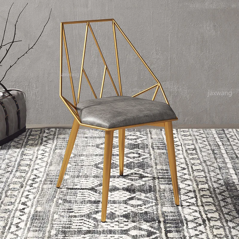 Настраиваемое простое офисное кресло, полый железный обеденный стул, креативный задний стул, табурет для ресторана, гостиной, стулья, диван - Цвет: Grey Gold 1