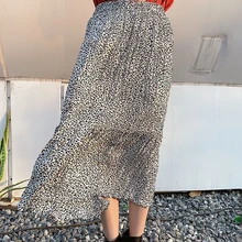 Женские юбки с леопардовым принтом, юбка с цветочным рисунком, новинка, эластичная талия, средняя длина, до колена, плиссированная юбка, осенние и зимние длинные юбки для женщин