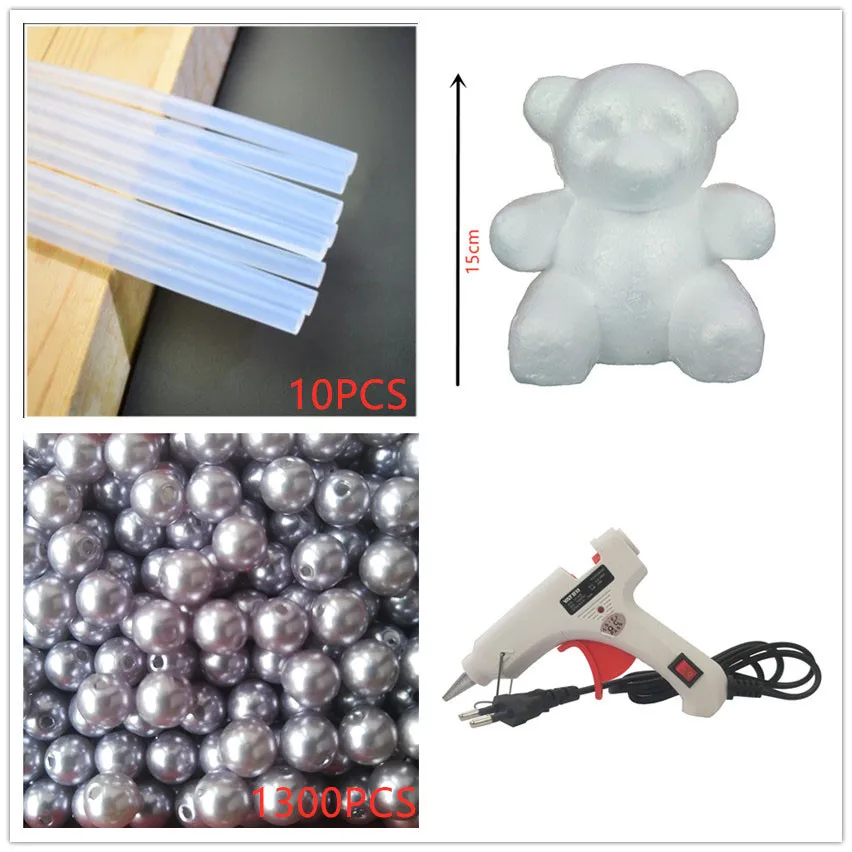 DIY подарок на день Святого Валентина пена медведь плесень искусственный жемчуг медведь игрушка свадебное украшение подарки - Цвет: gray