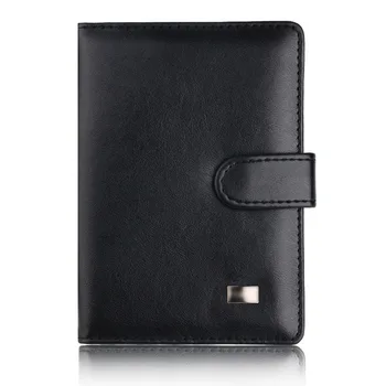 

PU unisex business style RFID credit card holder solid color passport book passport bag head cowhide wallet ID card storage bag