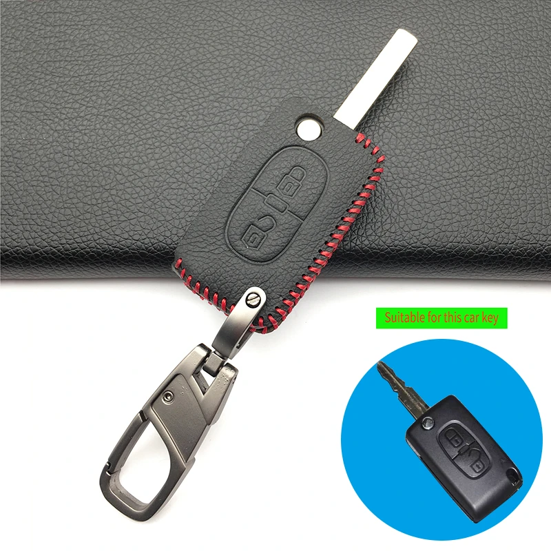 Высококачественный кожаный чехол для автомобильных ключей с 2 кнопками для peugeot 207 307 308 407 408 для Citroen C3 C4 C5 C6 C4L Защитная крышка