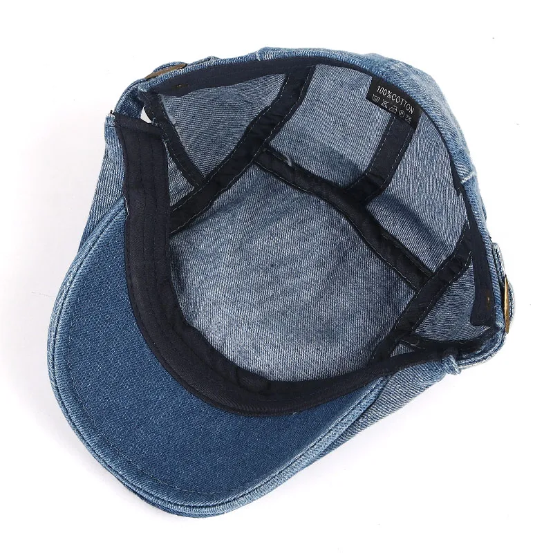 Classical Denim Beret Hat Homme Flat Caps For Men Women 2022 Casual Summer Newsboy Ivy Caps Adjustable Cabbie Jeans Berets Caps mens fleece beret