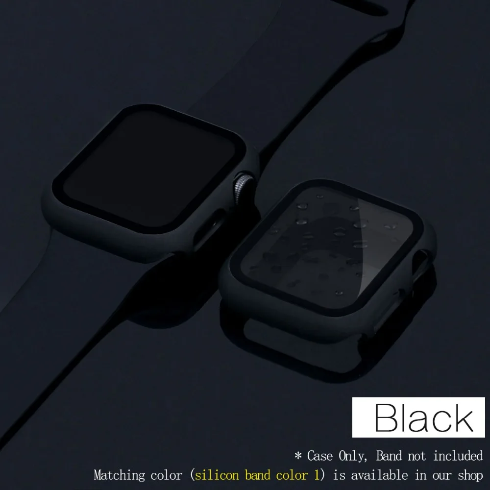 Mling полное покрытие для Apple Watch series 5 4 3 2 матовый пластиковый бампер жесткая рамка Чехол со стеклянной пленкой для iWatch защита экрана