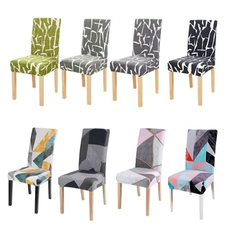 

1pc Geometric Chair Cover Dining Elastic Chair Covers Spandex Stretch Elastic Europe Style Anti-dirty Removable