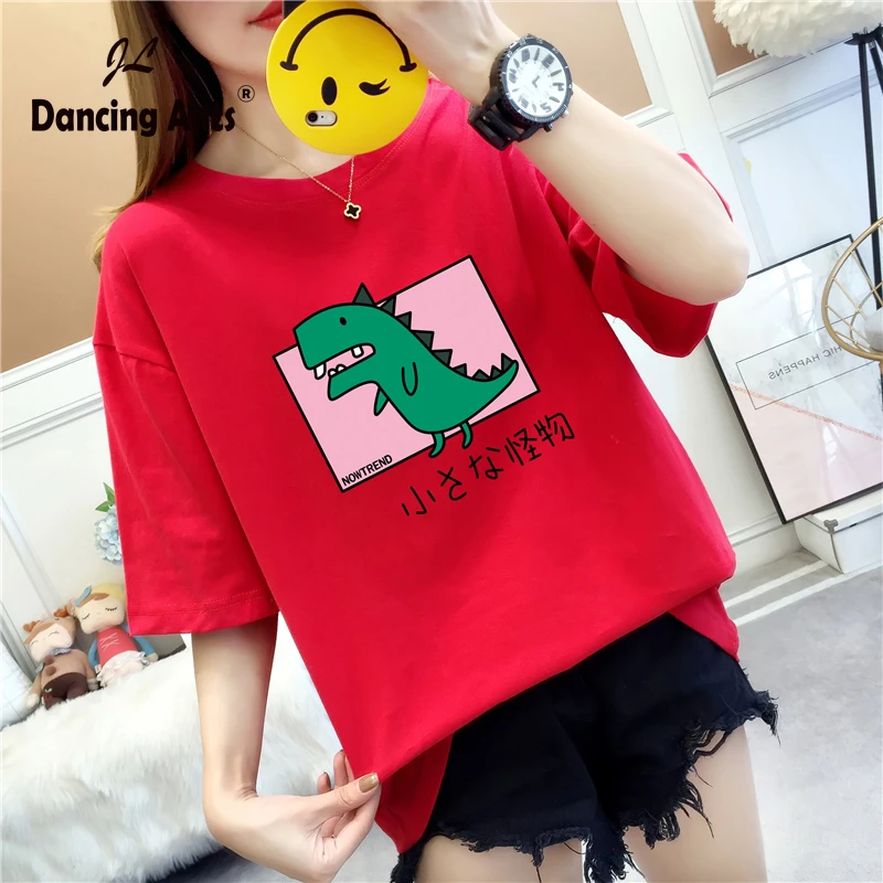 女性tシャツ女性プリントtシャツ女性かわいいtシャツ原宿シャツ漫画tシャツ恐竜トップtシャツ半袖ropa Tシャツ Aliexpress