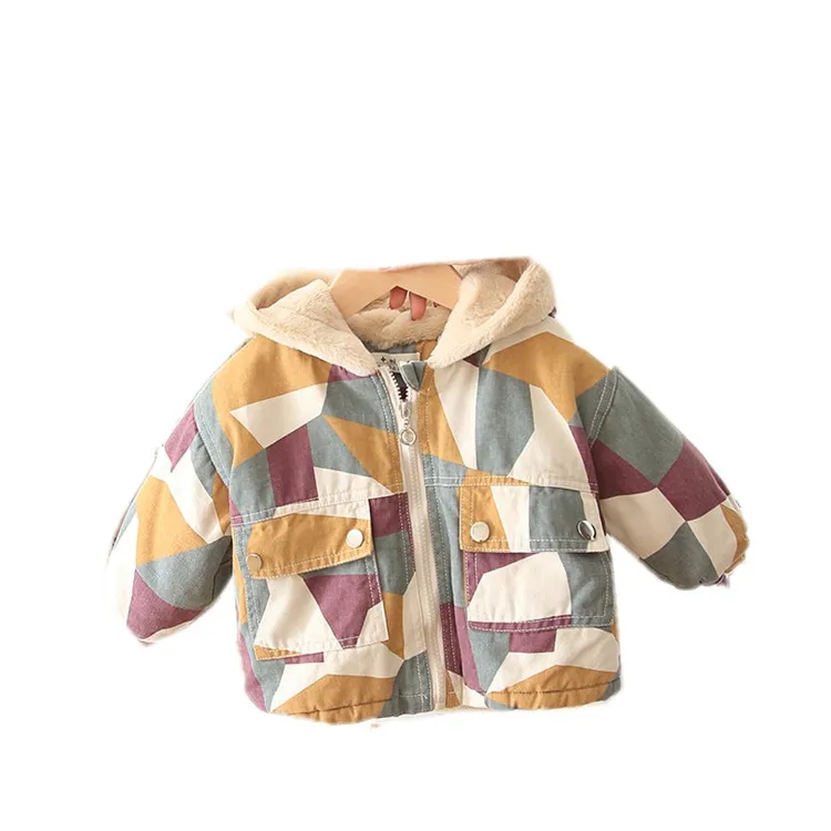 Winter camouflage Girls boys Jacket Full print Lovely Warm Cotton Coat For Baby Children Hooded Thick Outerwear Kids Clothing
