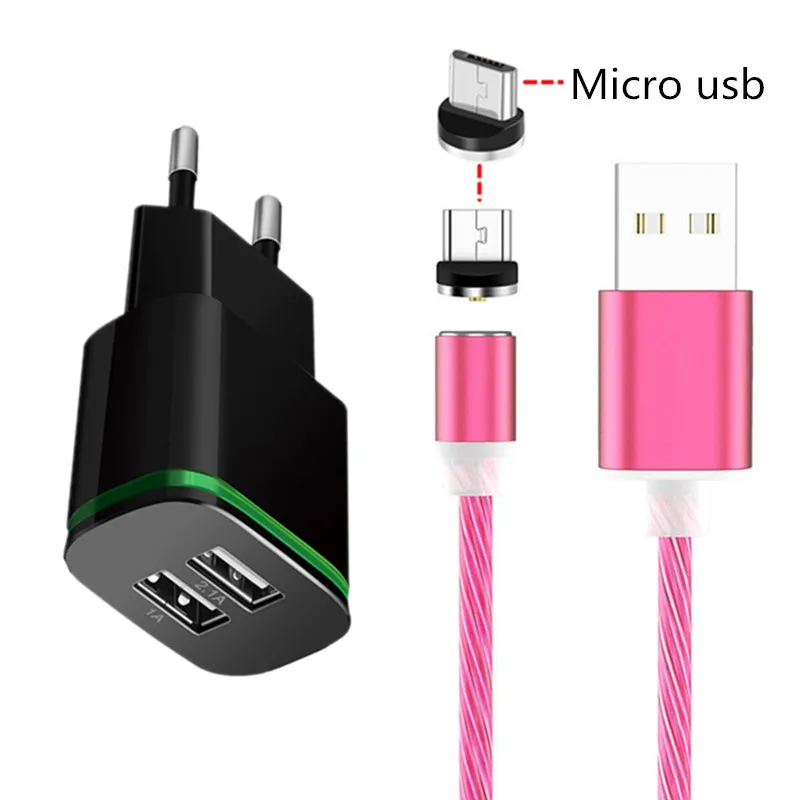 Зарядный кабель Micro USB со светодиодной подсветкой для Samsung Xiaomi Redmi 7 Huawei honor Meizu LG HTC