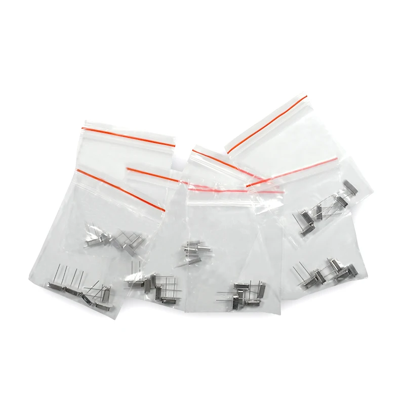 7values*5pcs=35pcs 32.768Khz 6Mhz 8Mhz 11.0592Mhz 12Mhz 16Mhz 20Mhz Crystal Oscillator HC-49S kit