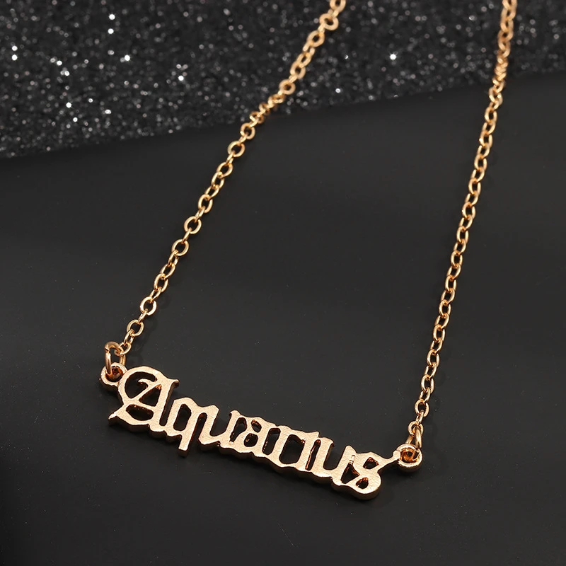 DoreenBeads Fashion Constellations Necklace For Women Accessories Gold Aquarius Sign Of Zodiac Constellations 39.5cm long, 1 PC - Image 5