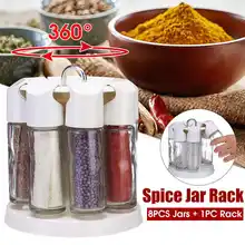 8 шт., вращающийся стеллаж для специй, кухонная столешница, дисплей, органайзер для специй, держатель для бутылок с 8 баночками для специй, кухонный стеллаж для хранения, набор