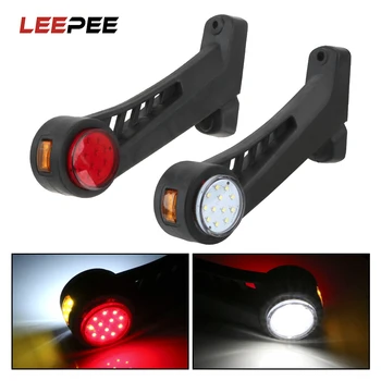 

LEEPEE 2pcs/set Indicator Lights Tail Light 12/24V LED Side Marker Light 27LED Red White Truck Lamp For Trailer Lorry Lamps