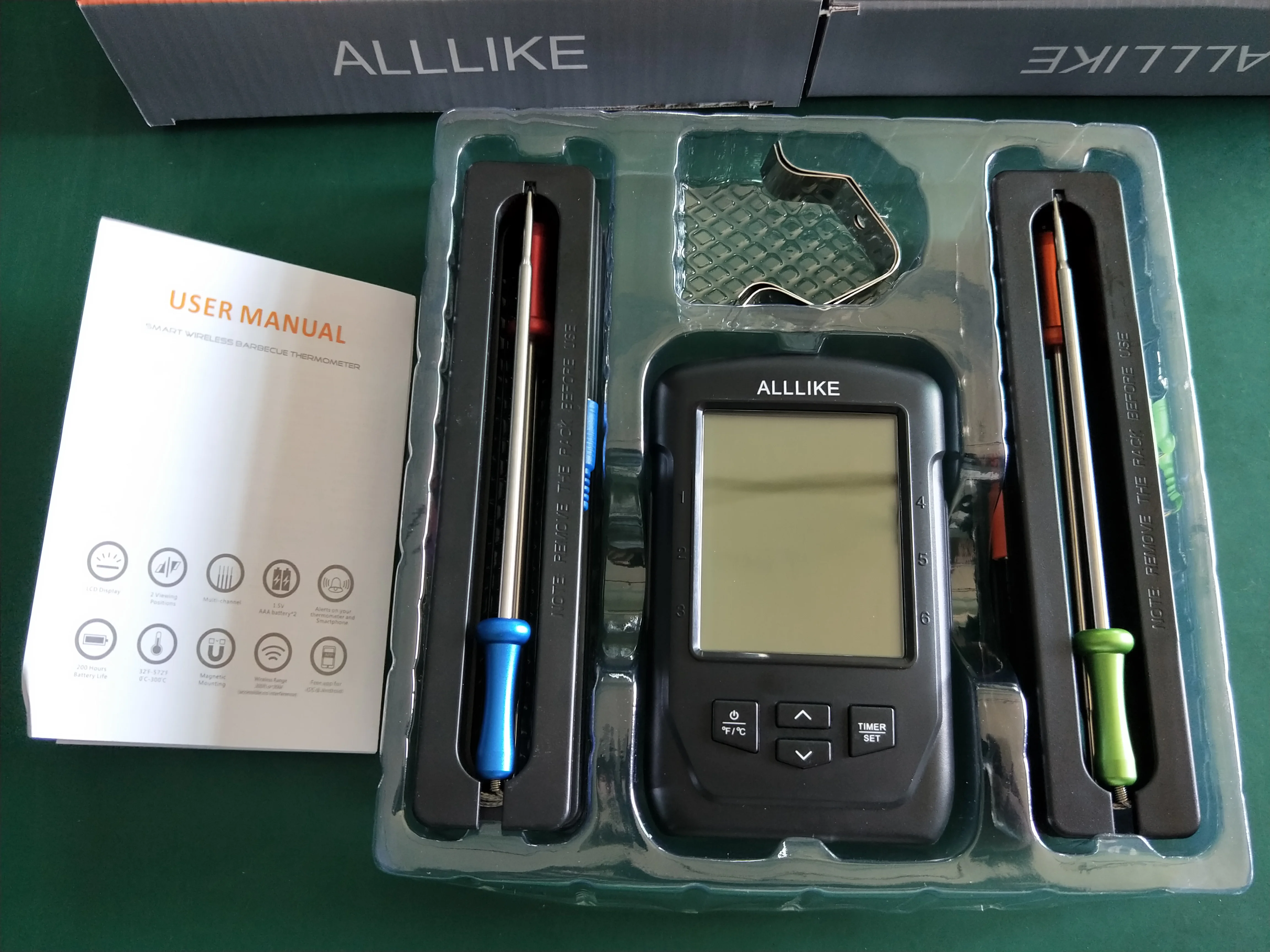 

ALLLIKE 6 Probes Smart Bluetooth Thermometer Wireless Remote Digital BBQ Grill Barbecue Meat Smoker Thermometer