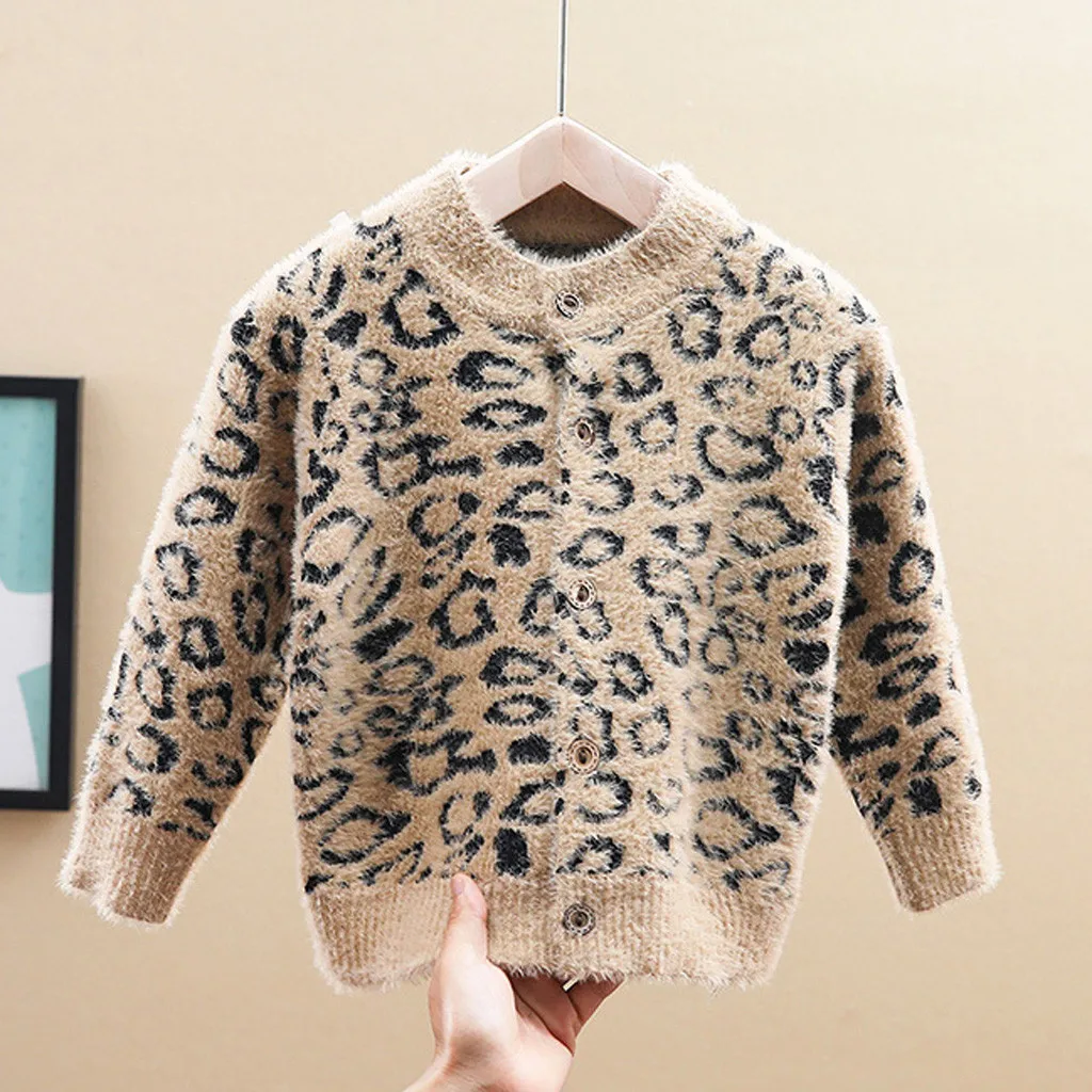 Детский свитер с леопардовой раскраской для мальчиков и девочек; сезон осень-зима; вязаный кардиган; свитер; пальто; новая куртка для малышей; верхняя одежда;#4