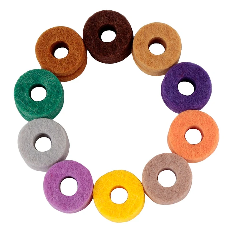 

10Pcs/ Pack Cymbal Stand Felt Washer Pad Replacement Round Soft for Drum Set Cymbals (Ran Color )