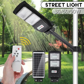 

30W 60W 90W Remote Control LED Solar Street Light Radar PIR Motion Sensor Wall Timing Lamp Waterproof for Plaza Garden Yard