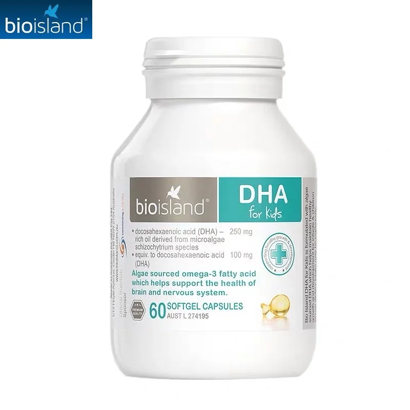 BioIsland здоровая DHA 60 капсулы для детей Omega 3 с маслом из морских водорослей